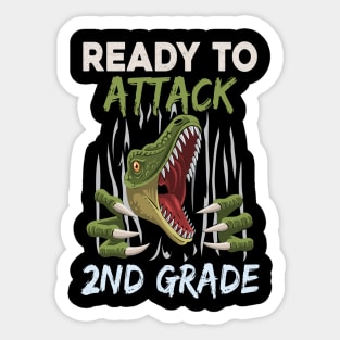 Dinosaur Kids Ready To Attack 2nd Grade Boys Back To School Sticker